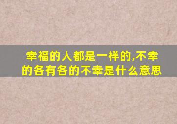 幸福的人都是一样的,不幸的各有各的不幸是什么意思