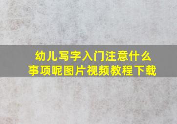 幼儿写字入门注意什么事项呢图片视频教程下载