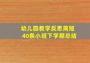 幼儿园教学反思简短40条小班下学期总结