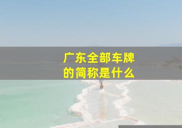 广东全部车牌的简称是什么