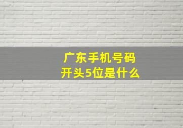 广东手机号码开头5位是什么