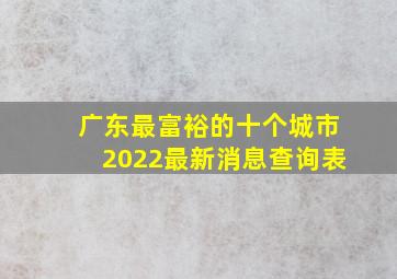 广东最富裕的十个城市2022最新消息查询表