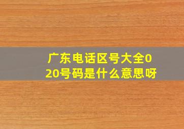 广东电话区号大全020号码是什么意思呀