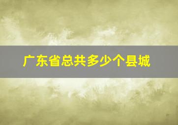 广东省总共多少个县城