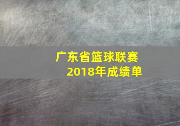 广东省篮球联赛2018年成绩单