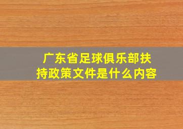 广东省足球俱乐部扶持政策文件是什么内容