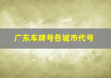 广东车牌号各城市代号