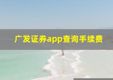 广发证券app查询手续费