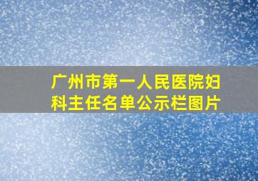 广州市第一人民医院妇科主任名单公示栏图片