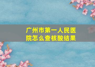 广州市第一人民医院怎么查核酸结果