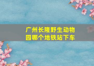 广州长隆野生动物园哪个地铁站下车