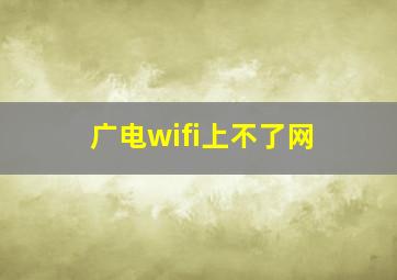 广电wifi上不了网