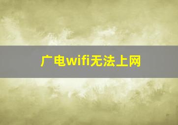 广电wifi无法上网