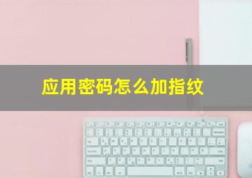 应用密码怎么加指纹