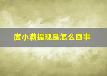 度小满提现是怎么回事