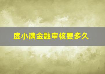 度小满金融审核要多久