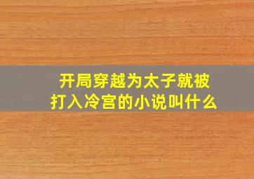 开局穿越为太子就被打入冷宫的小说叫什么