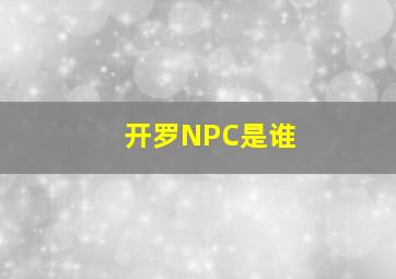 开罗NPC是谁