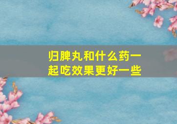 归脾丸和什么药一起吃效果更好一些