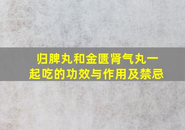 归脾丸和金匮肾气丸一起吃的功效与作用及禁忌