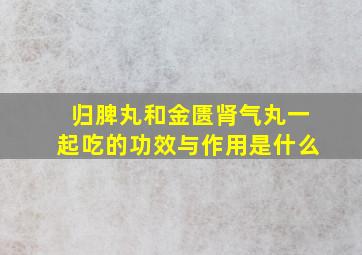 归脾丸和金匮肾气丸一起吃的功效与作用是什么