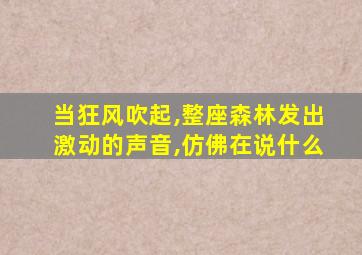 当狂风吹起,整座森林发出激动的声音,仿佛在说什么