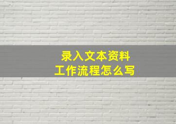 录入文本资料工作流程怎么写