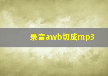 录音awb切成mp3