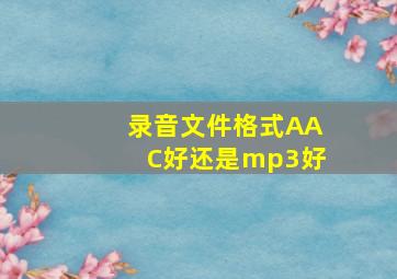 录音文件格式AAC好还是mp3好