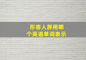 形容人胖用哪个英语单词表示