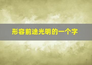 形容前途光明的一个字