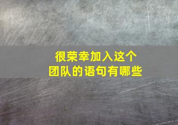 很荣幸加入这个团队的语句有哪些