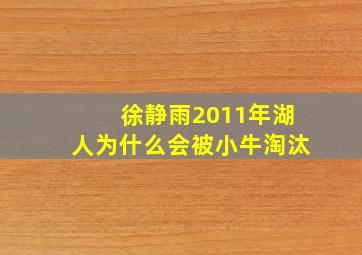 徐静雨2011年湖人为什么会被小牛淘汰