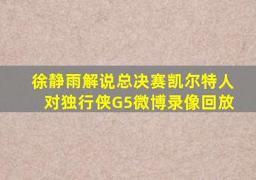 徐静雨解说总决赛凯尔特人对独行侠G5微博录像回放