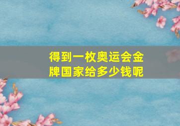 得到一枚奥运会金牌国家给多少钱呢