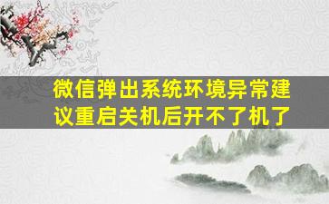 微信弹出系统环境异常建议重启关机后开不了机了