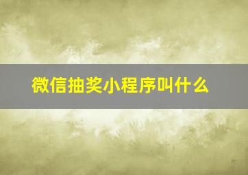 微信抽奖小程序叫什么