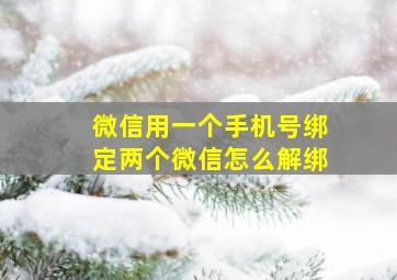 微信用一个手机号绑定两个微信怎么解绑