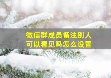 微信群成员备注别人可以看见吗怎么设置