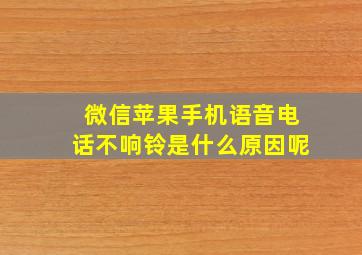 微信苹果手机语音电话不响铃是什么原因呢