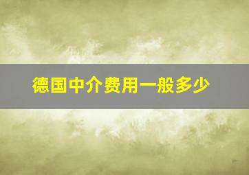 德国中介费用一般多少