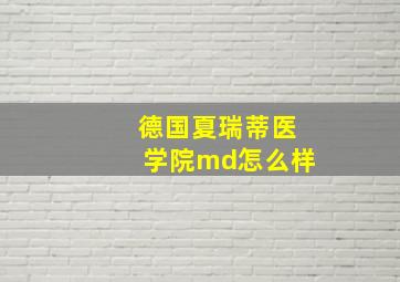 德国夏瑞蒂医学院md怎么样