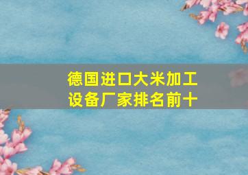 德国进口大米加工设备厂家排名前十