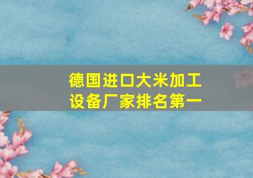 德国进口大米加工设备厂家排名第一