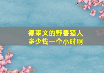 德莱文的野兽猎人多少钱一个小时啊