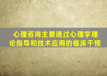 心理咨询主要通过心理学理论指导和技术应用的临床干预