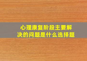 心理康复阶段主要解决的问题是什么选择题