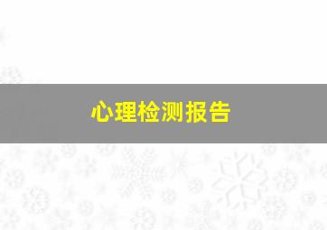 心理检测报告