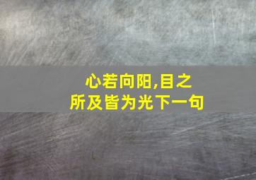 心若向阳,目之所及皆为光下一句