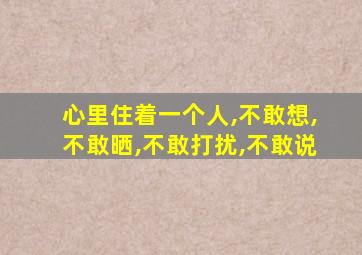 心里住着一个人,不敢想,不敢晒,不敢打扰,不敢说